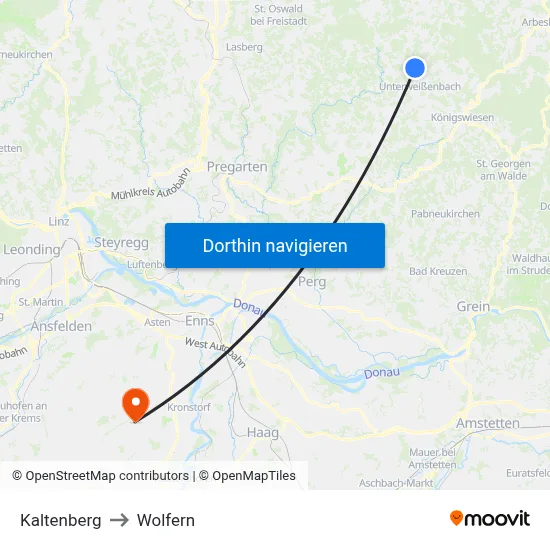 Kaltenberg to Wolfern map