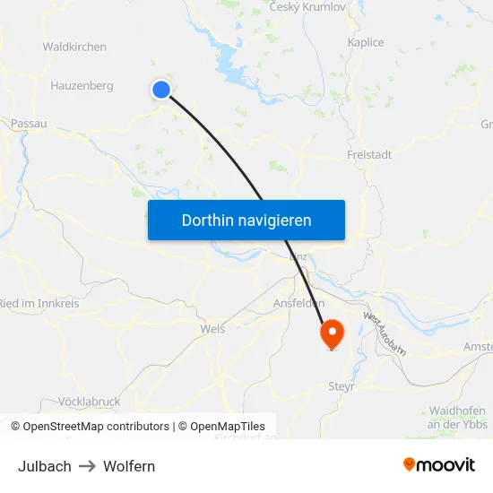 Julbach to Wolfern map