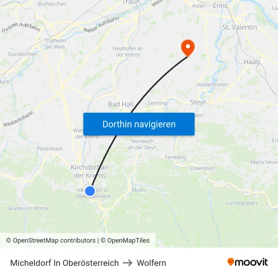 Micheldorf In Oberösterreich to Wolfern map