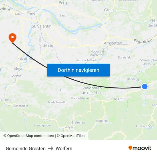 Gemeinde Gresten to Wolfern map