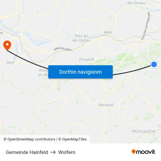 Gemeinde Hainfeld to Wolfern map
