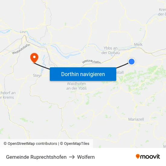 Gemeinde Ruprechtshofen to Wolfern map