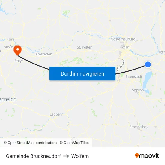 Gemeinde Bruckneudorf to Wolfern map