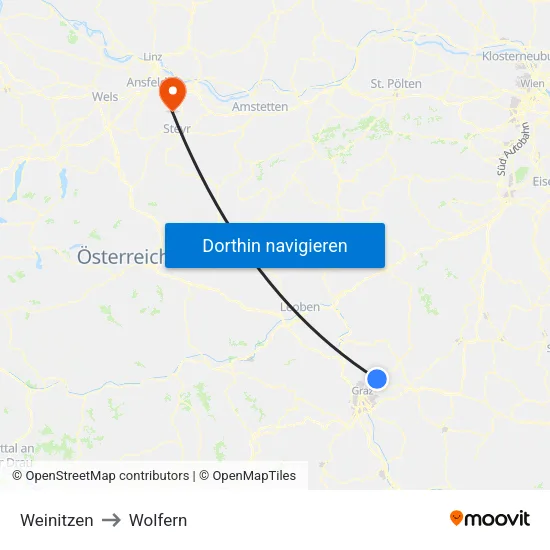 Weinitzen to Wolfern map