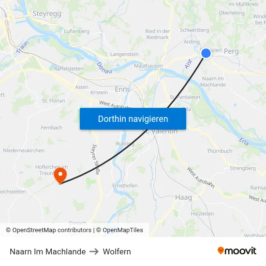 Naarn Im Machlande to Wolfern map