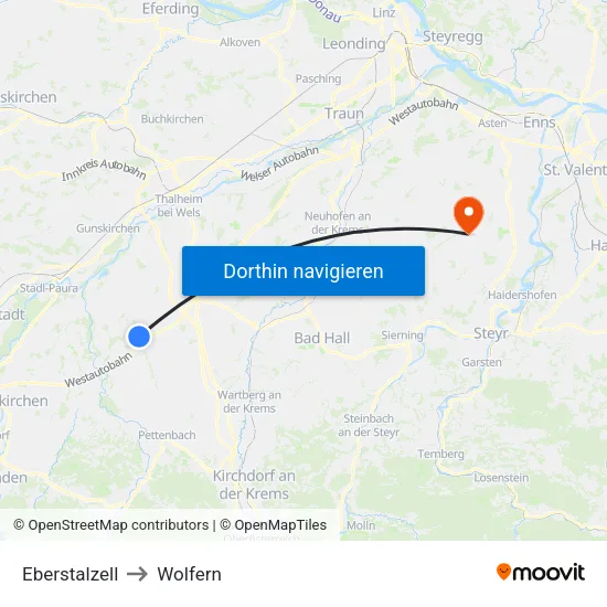 Eberstalzell to Wolfern map