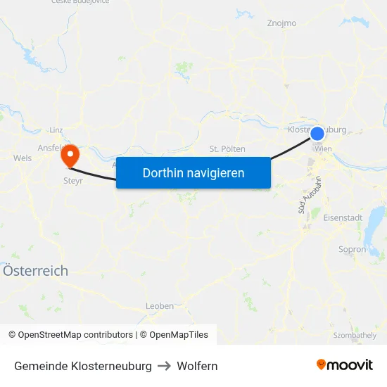 Gemeinde Klosterneuburg to Wolfern map