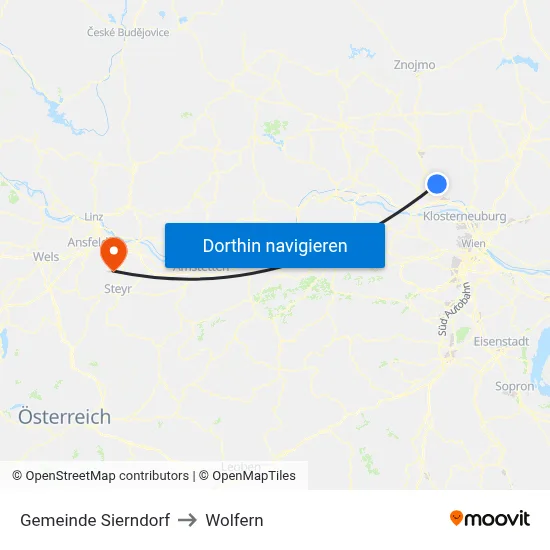 Gemeinde Sierndorf to Wolfern map
