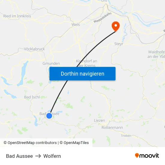 Bad Aussee to Wolfern map
