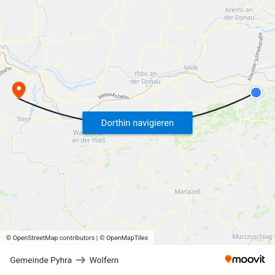 Gemeinde Pyhra to Wolfern map
