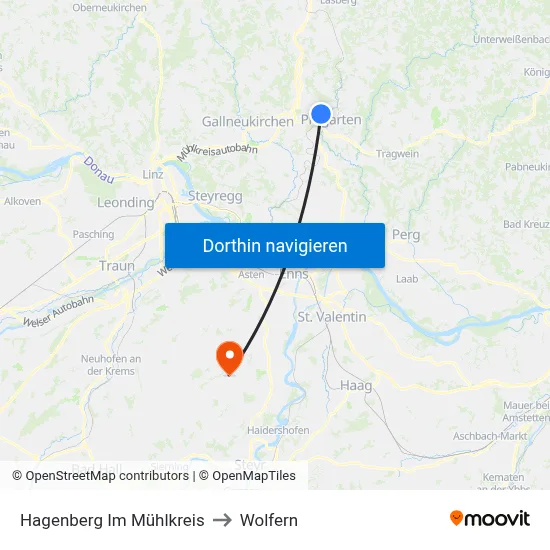 Hagenberg Im Mühlkreis to Wolfern map