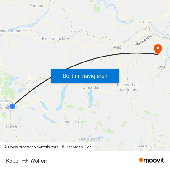 Koppl to Wolfern map
