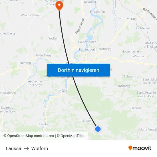 Laussa to Wolfern map