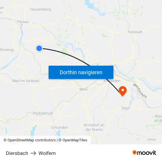 Diersbach to Wolfern map