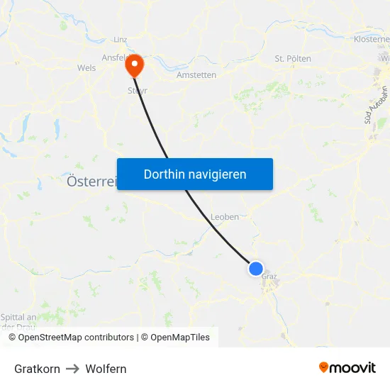 Gratkorn to Wolfern map