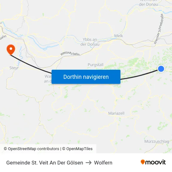 Gemeinde St. Veit An Der Gölsen to Wolfern map