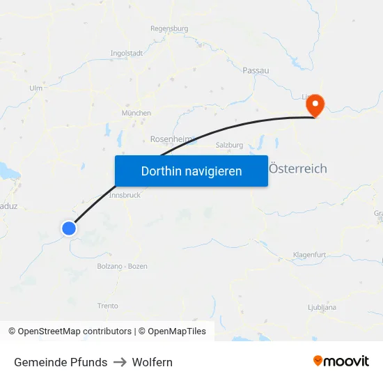 Gemeinde Pfunds to Wolfern map