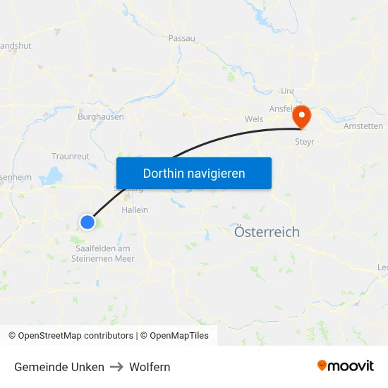 Gemeinde Unken to Wolfern map