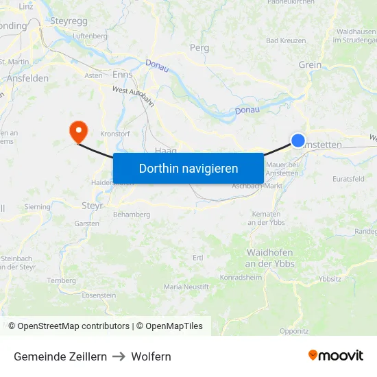 Gemeinde Zeillern to Wolfern map