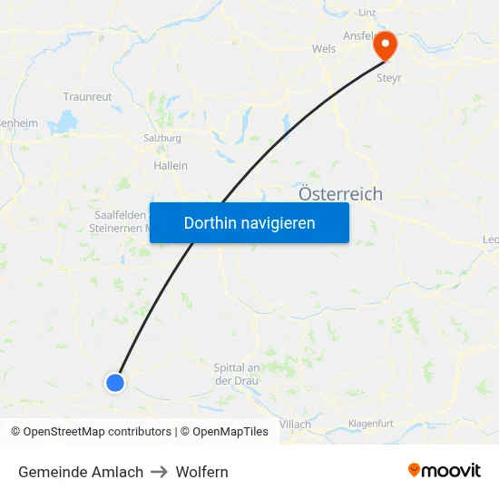 Gemeinde Amlach to Wolfern map