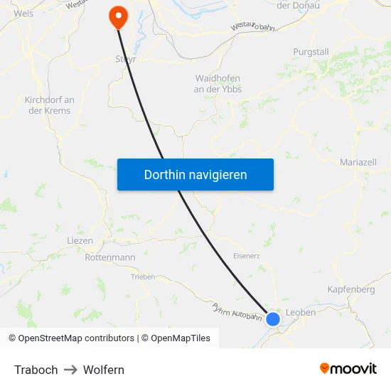 Traboch to Wolfern map