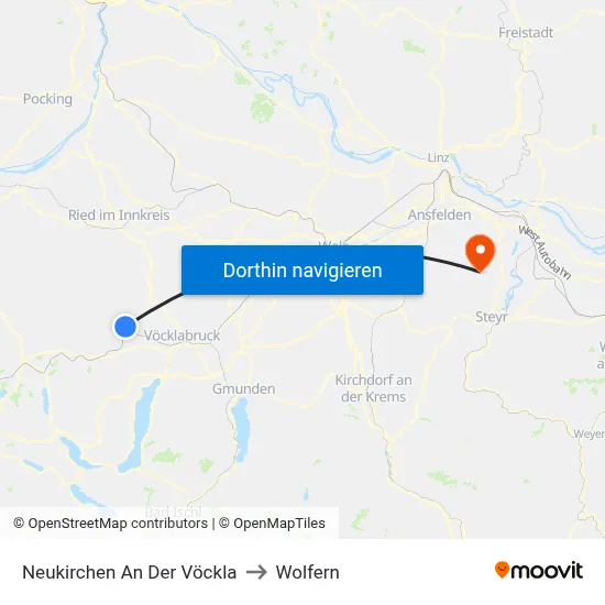 Neukirchen An Der Vöckla to Wolfern map