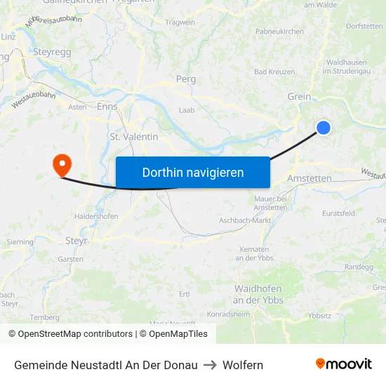 Gemeinde Neustadtl An Der Donau to Wolfern map