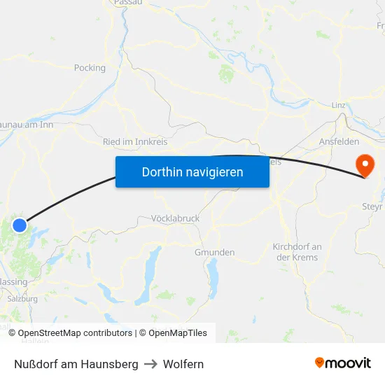 Nußdorf am Haunsberg to Wolfern map