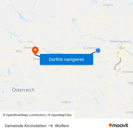Gemeinde Kirchstetten to Wolfern map