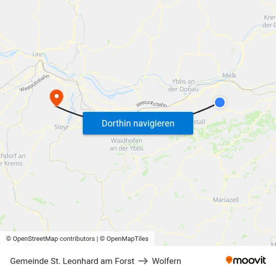 Gemeinde St. Leonhard am Forst to Wolfern map