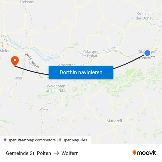 Gemeinde St. Pölten to Wolfern map