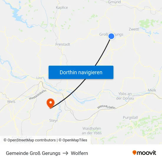 Gemeinde Groß Gerungs to Wolfern map