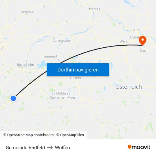 Gemeinde Radfeld to Wolfern map