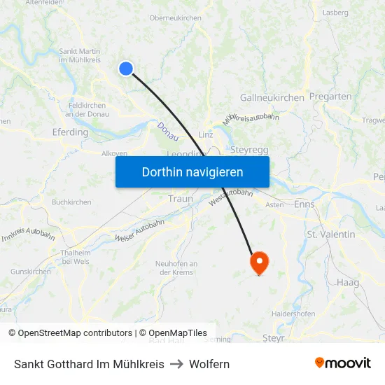 Sankt Gotthard Im Mühlkreis to Wolfern map