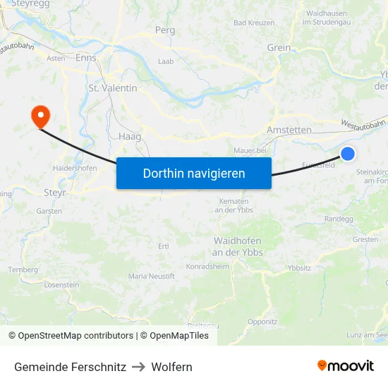 Gemeinde Ferschnitz to Wolfern map