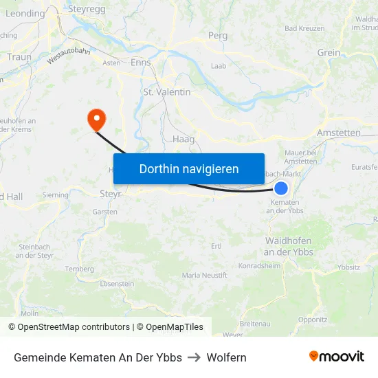 Gemeinde Kematen An Der Ybbs to Wolfern map