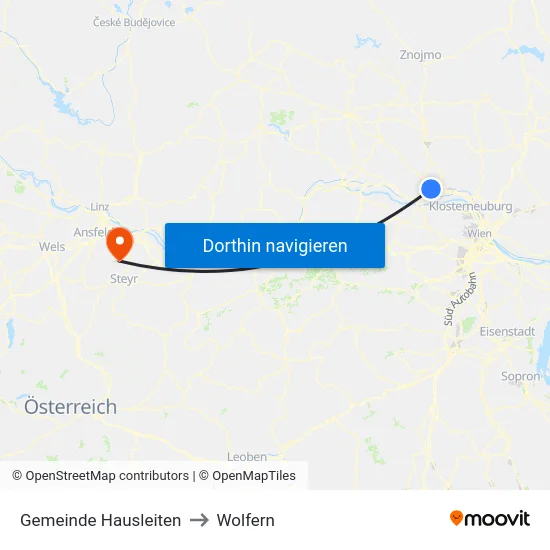 Gemeinde Hausleiten to Wolfern map