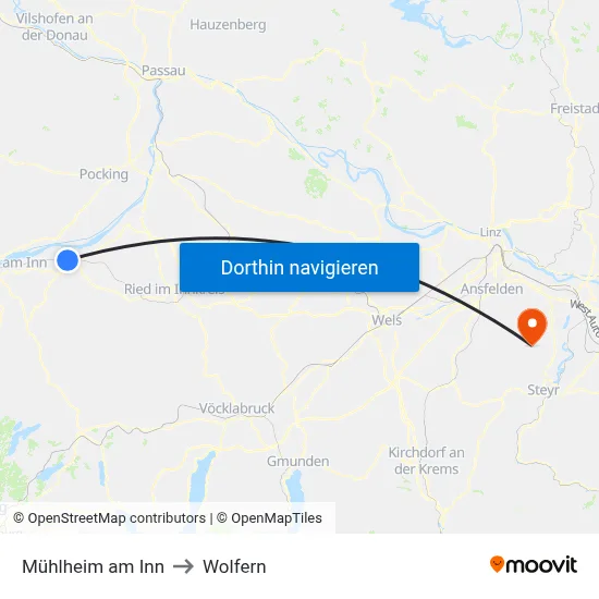 Mühlheim am Inn to Wolfern map