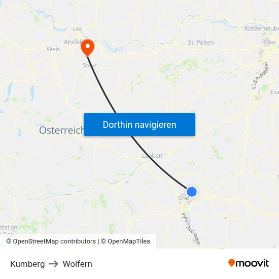 Kumberg to Wolfern map