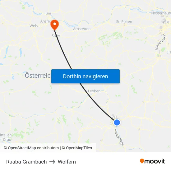 Raaba-Grambach to Wolfern map