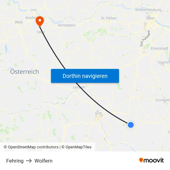 Fehring to Wolfern map