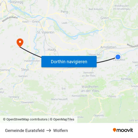 Gemeinde Euratsfeld to Wolfern map