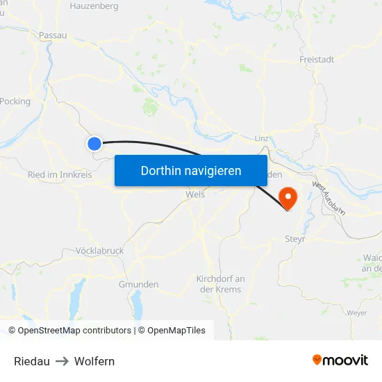 Riedau to Wolfern map