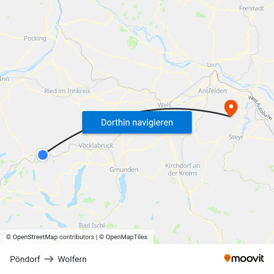 Pöndorf to Wolfern map