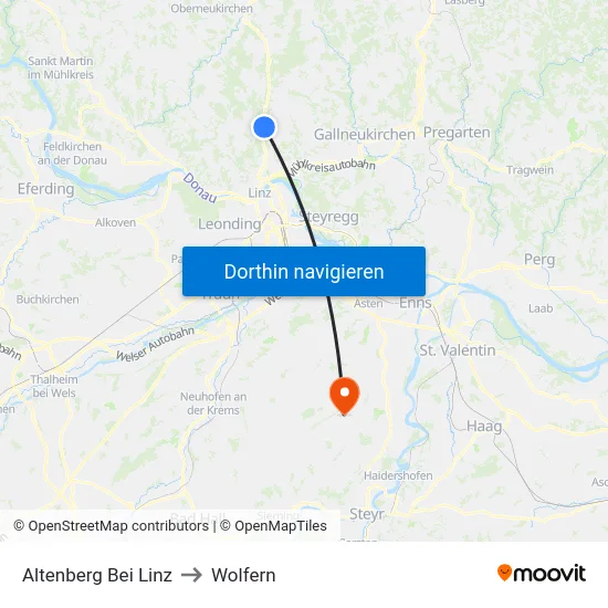 Altenberg Bei Linz to Wolfern map