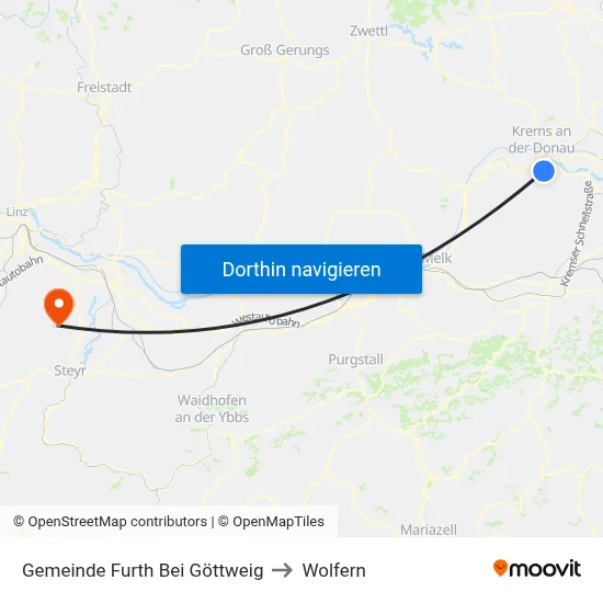 Gemeinde Furth Bei Göttweig to Wolfern map