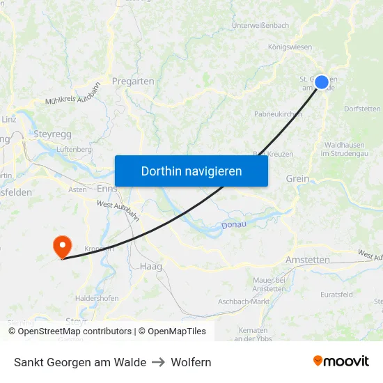 Sankt Georgen am Walde to Wolfern map