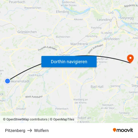 Pitzenberg to Wolfern map