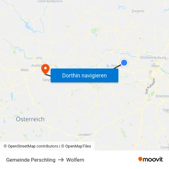Gemeinde Perschling to Wolfern map