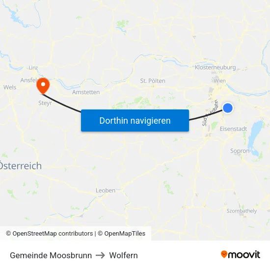 Gemeinde Moosbrunn to Wolfern map